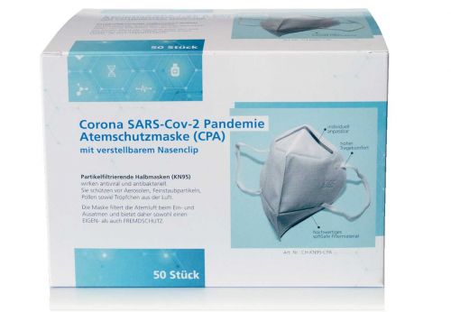 Corona SARS-Cov-2 Pandemie Atemschutzmaske KN95 (CPA), 50er Pack 